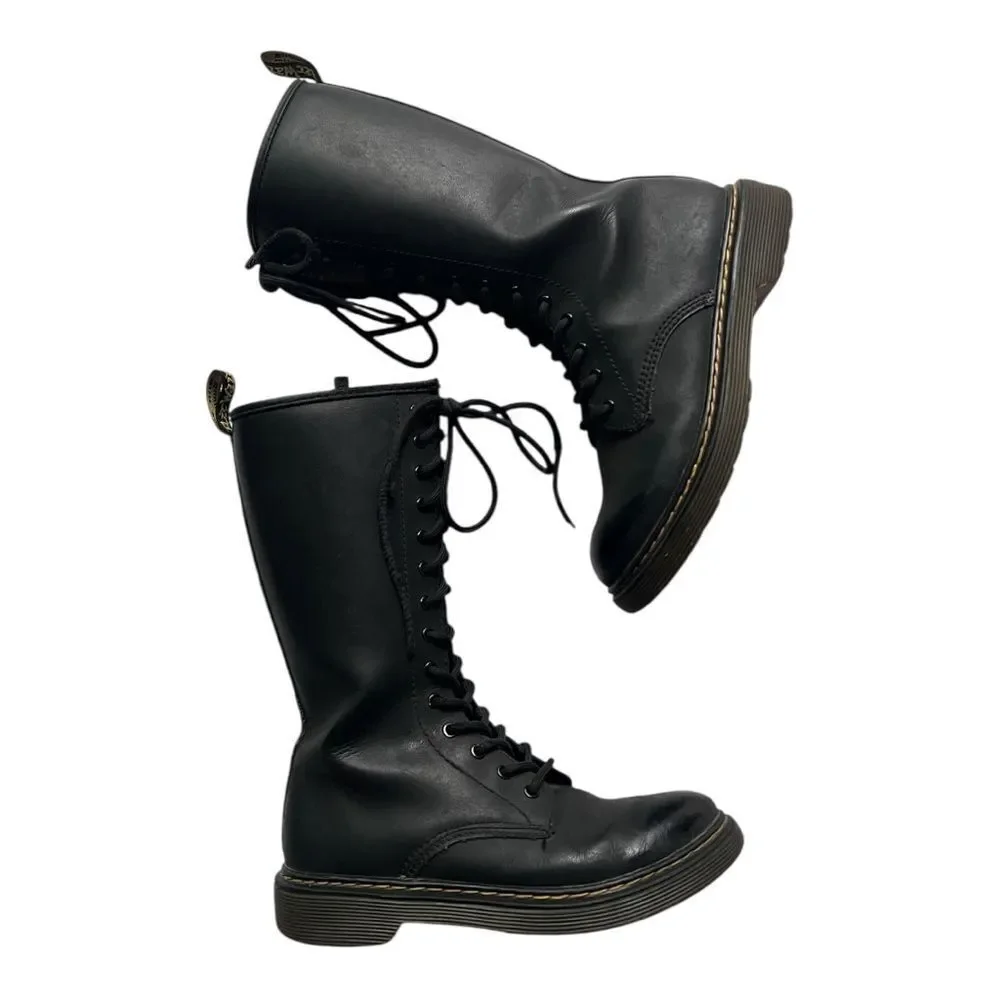 Dr. Martens Youth Black Lace-Up 1914J Combat Boots Sz 2